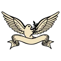 Dove with olive branch and banner