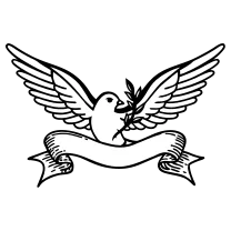 Dove with olive branch and banner