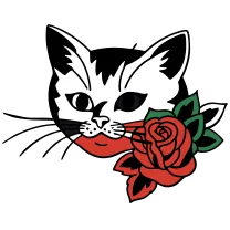 Cat with a rose