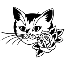 Cat with a rose