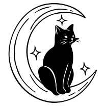 Cat on a crescent moon