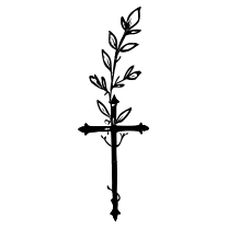 Cross with wildflowers, fine line