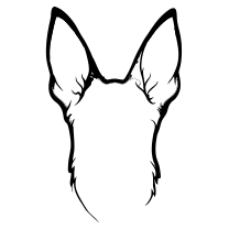 Pointed dog ears outline