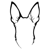 Pointed dog ears outline
