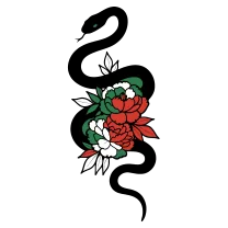 Snake and peonies