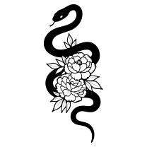 Snake and peonies