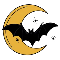 Bat and crescent moon