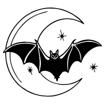 Bat and crescent moon