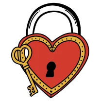 Heart lock and key