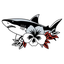 Shark with hibiscus