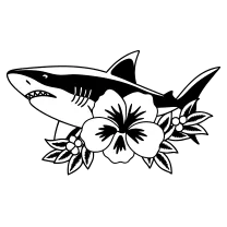 Shark with hibiscus