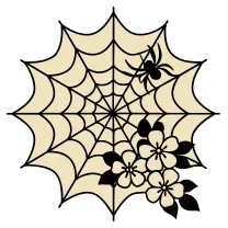 Web with cherry blossoms