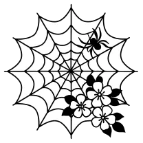 Web with cherry blossoms
