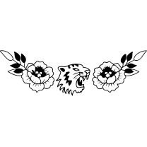 Tiger head with peonies