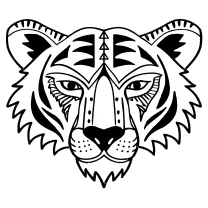 Bold blackwork tiger face