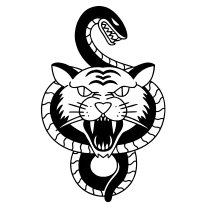 Tiger head and snake